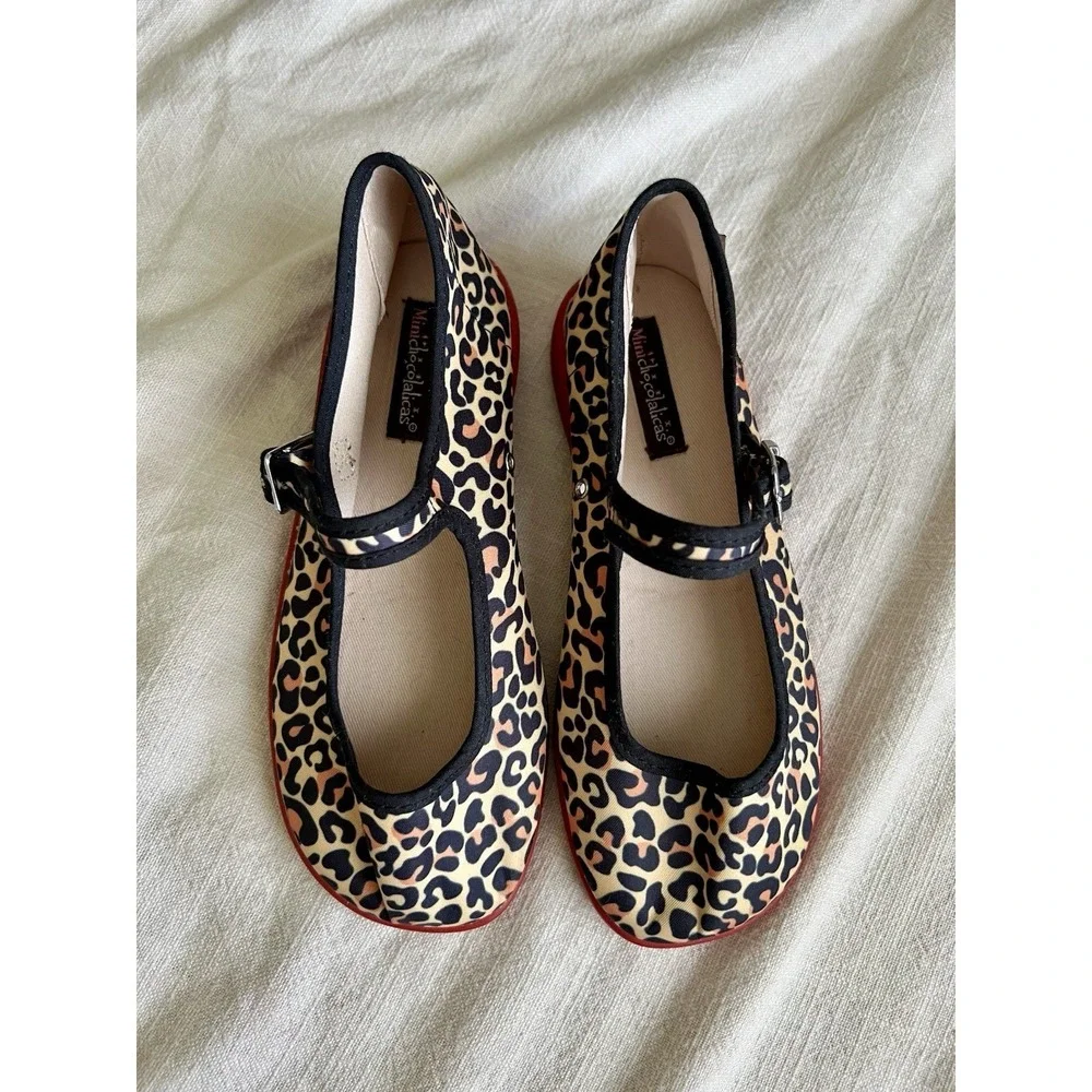 Hot Chocolate Design Girls Leopard Print Mary Jane Flats EU 30 US 12 Fun Cute